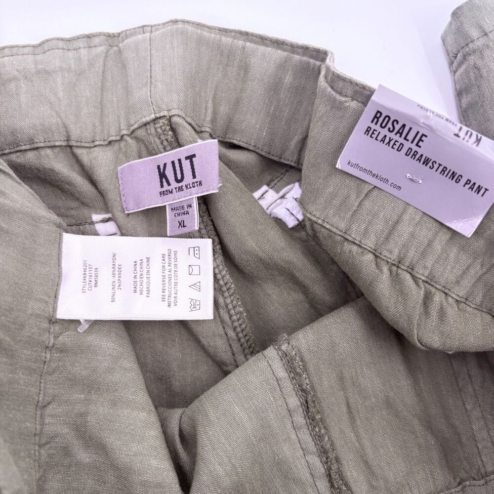 Kut From The Kloth Rosalie Linen Relaxed Drawstring Pants Womens XL Coastal - Picture 4 of 10
